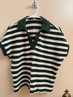 Madewell relaxed V-neck  polo  shirt in stripe